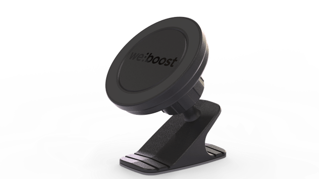 weBoost Magnet Mount with circular magnetic face and mounting base, front angled view