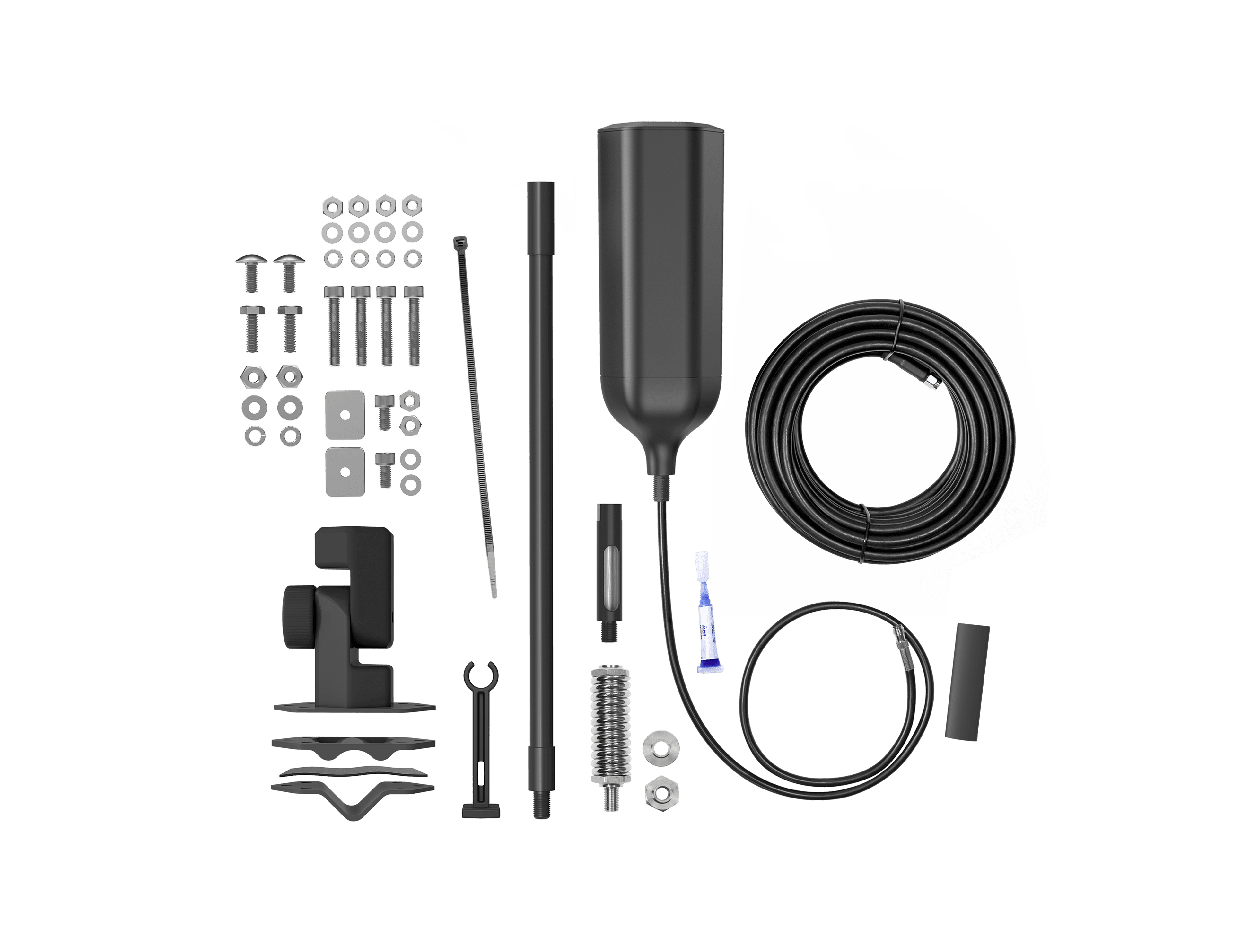 Overland Antenna and Mounting Bracket Knolling Image