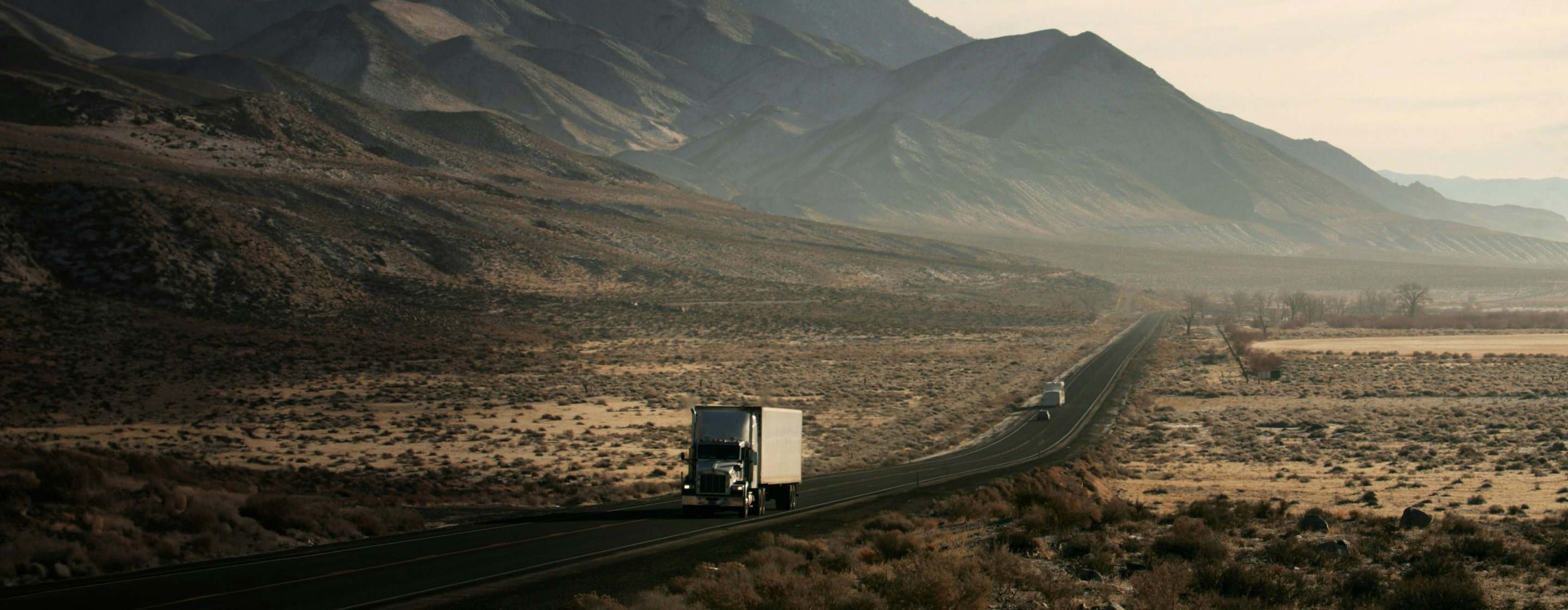 semi truck on desert highway
