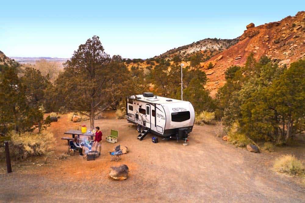 Family traveling with cell phone booster for RV